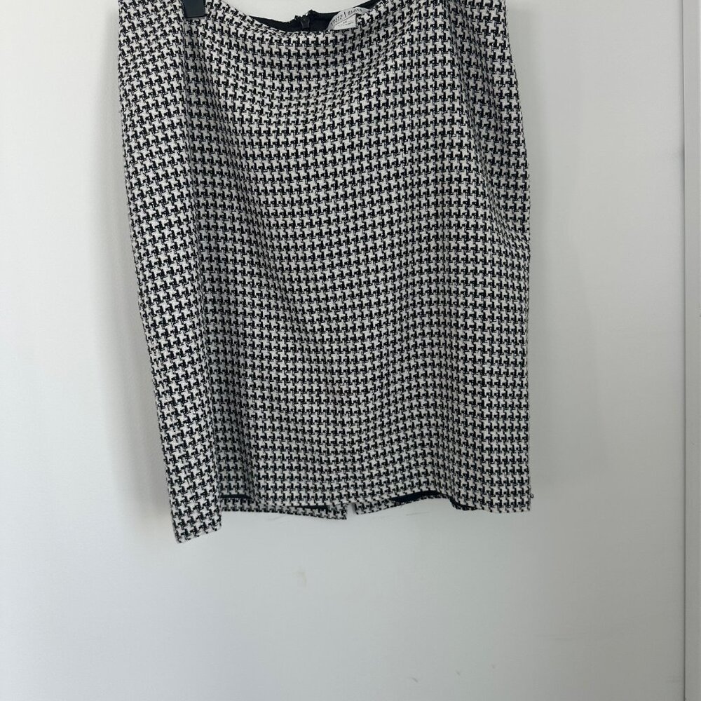White House Black Market Houndstooth Blazer & Skirt Set | Classic Black & White - Picture 11 of 14